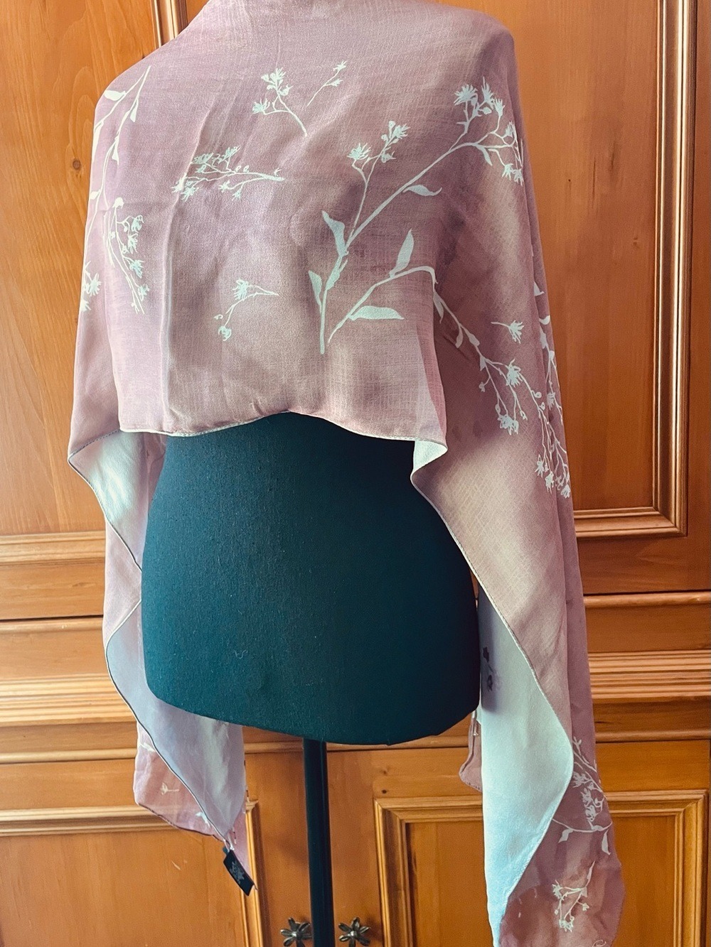 Ralph Lauren Mauve Floral Silk Scarf Wrap